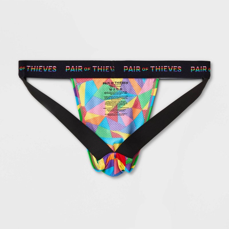 Pair of Thieves Men's Rainbow Abstract Print Super Fit Jockstrap - Red/Blue/Green, 3 of 7