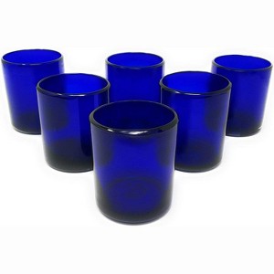 Dos Sueños Mexican Hand Blown  Tumblers - Pure Cobalt Design - 10oz - Set of 6 - 1 of 4