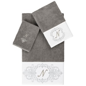 Linum Home Textiles 100% Turkish Cotton MONICA 3PC Embellished Towel Set - 1 of 4