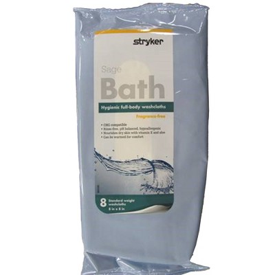 Sage Bath Wipe or Washcloth 8 x 8" 7989, 1 Pack 8 Wipes