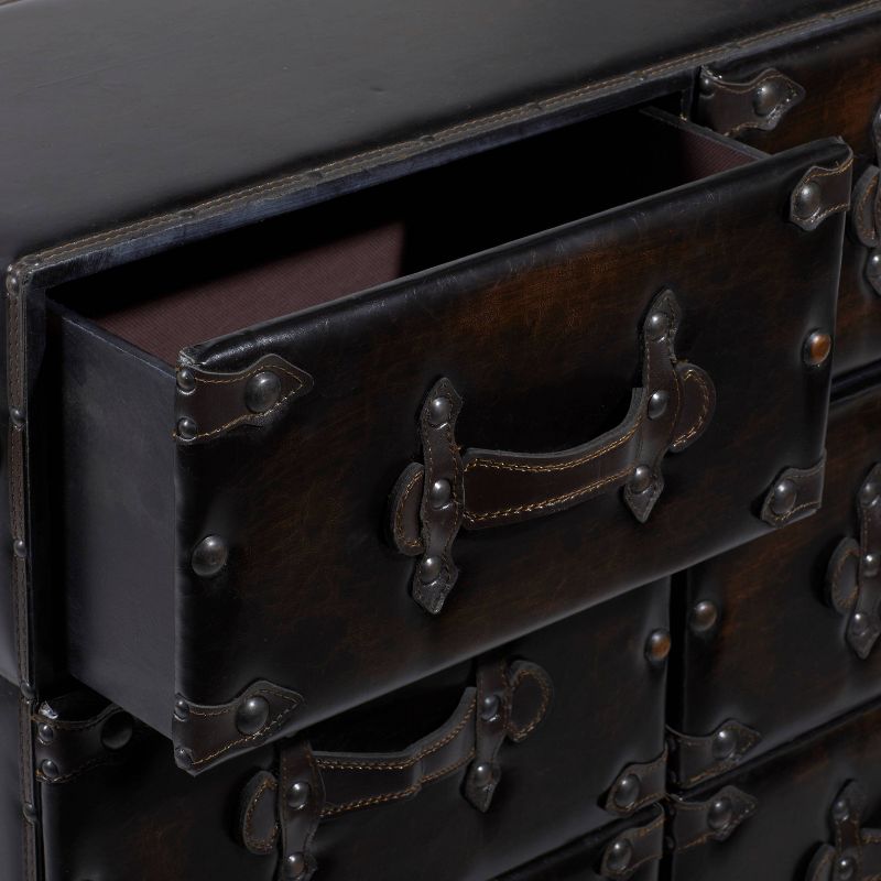 Traditional 6 Drawer Faux Leather Chest Black - Olivia &#38; May, 4 of 31