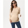Clearlove Women’s Maternity Puff Sleeve Top Long Sleeve Round Neck Stretchy Ruched Side Pregnancy Shirt - 4 of 4