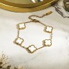 Fashion double-sided mother-of-pearl titanium steel bracelet with ins high-end feel, 18k lucky four-leaf clover design White - 3 of 4