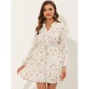 Allegra K Women's Floral Print Button Front Puff Sleeve Tie Waist Shirt Dress - 3 of 4