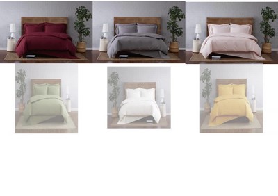 Burgundy Cotton Twin XL Duvet Cover Set