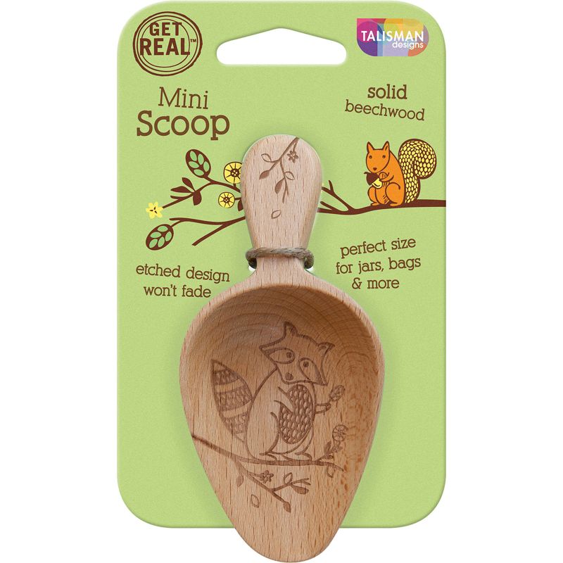 Talisman Designs Laser Etched Beechwood Mini Scoop, Woodland Collection, 1 of 2
