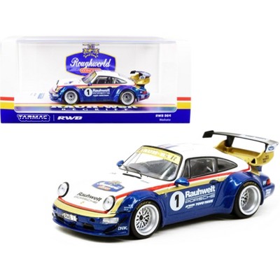 Porsche RWB 964 Waikato (RHD) #1 White and Blue Metallic with Stripes "RAUH-Welt BEGRIFF" 1/43 Diecast Model Car by Tarmac Works