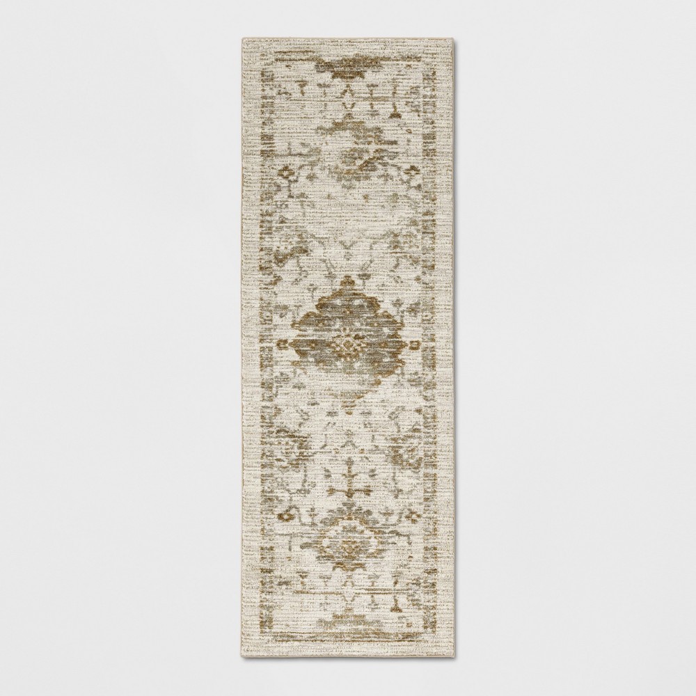 2'4"x7' Runner Vintage Tufted Distressed Rug Tan - Threshold™