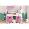 Okak Full Wood Bunk Bed with Elegant Windows, Sills,Tent, Castle Loft Bed with Slide for Toddler Kids Teens Easy Assemble No Box Soring Needed, Blue - 2 of 4