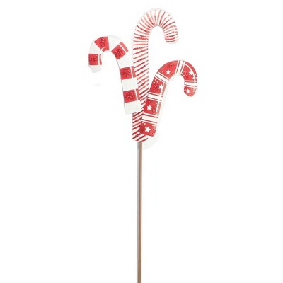 27 Inch Red and White Metal Candy Cane Garden Stakes