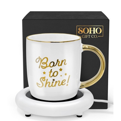Galvanox SOHO Electric Ceramic 12oz Coffee Mug With Warmer - Born To Shine  - Makes Great Gift