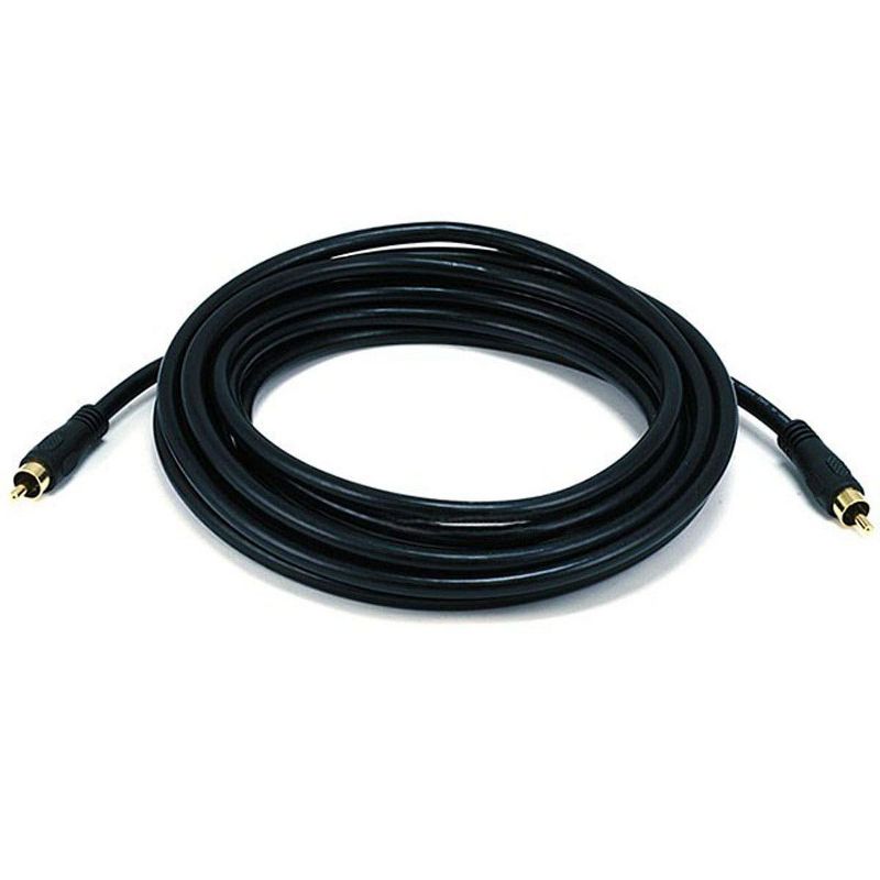 Monoprice Digital Coaxial Cable - 15 Feet - Black | Audio/Video RCA Cable Male to Male RG59U 75ohm (for S/PDIF, Digital Coax, Subwoofer & Composite, 1 of 3