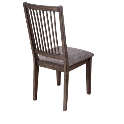 Transitional Gray Upholstered Side Chair with Wooden Slat Back