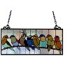 Chloe Lighting Birdies Tiffany-Glass Featuring Birds Window Panel 25.5x10.5 - 2 of 4
