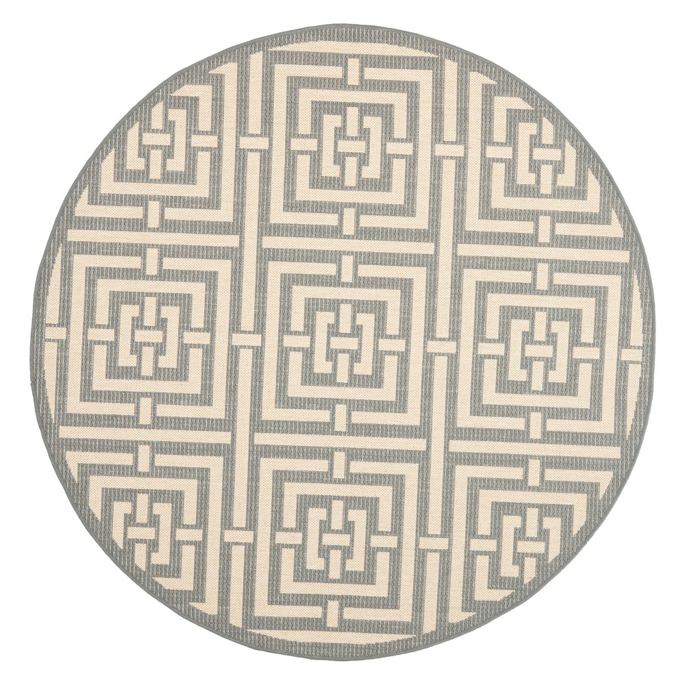 6'7in Round Cagliari Patio Rug Gray/Cream - Safavieh