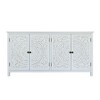 Okak Accent Cabinet, Sideboard Cabinet with Four Carved Patterns Doors, Storage Cabinet for Kitchen, Dining Room, Entryway, Antique White - 4 of 4