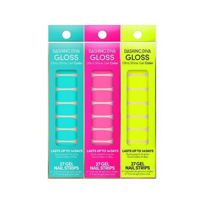 Dashing Diva Gloss Ultra Shine Gel Color Mani Bundle -  Electric Blue, Acid Yellow, and Flourescent Pink