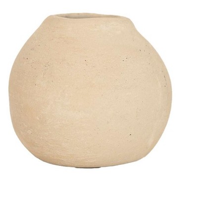 3"x 3.25" Turner Wide Round Decorative Cream Paper Mache Bud Vase