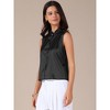 INSPIRE CHIC Women's Satin Sleeveless Elegant Pleated Mock Neck Ruffle Trim Work Blouses - 2 of 4