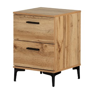South Shore Musano Nightstand Nordik Oak: Modern Urban Bedside Table with Metal Handles, 2 Drawers - 1 of 4