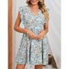 Coolmee Women's Summer Mini Dress V-Neck Ruffle Cape Sleeve Floral Print Casual Bodycon Tie Back Beach Short Dress - 3 of 4