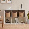 Ornavo Home 3 Pack Cotton Rope Shelf Storage Basket with Faux Leather Handles - 4 of 4