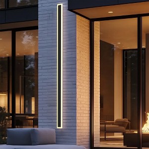 DORESshop 1-Light 59 in. Black Modern Integrated LED Outdoor Wall Light, Waterproof Porch Lantern Sconce for Garden - 1 of 4