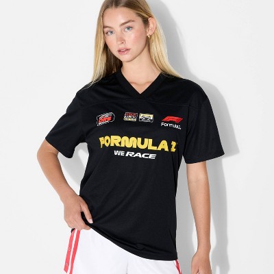 Women's F1 Short Sleeve Oversized Graphic Jersey - Black