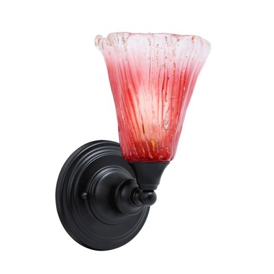 Toltec Lighting Any 1 - Light Sconce in  Matte Black with 5.5" Fluted Raspberry Crystal Shade