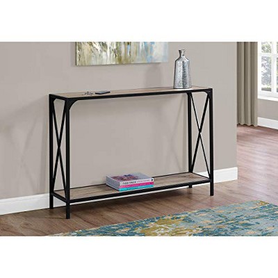 Dark Taupe and Black Metal X-Base Console Table with Storage