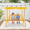 Costway 2-Seater Toddler Porch Swing Chair with Metal Stand Adjustable Canopy Safety Belts Blue/Pink/Yellow - 2 of 4