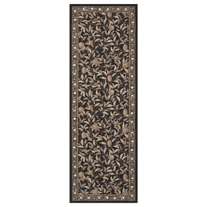 2'x6' Washable Botanical Farmhouse Kitchen Hallway Runner Rug, Soft Ultra Thin Floor Carpet for Nursery Dining Room Office, Brown - 1 of 4