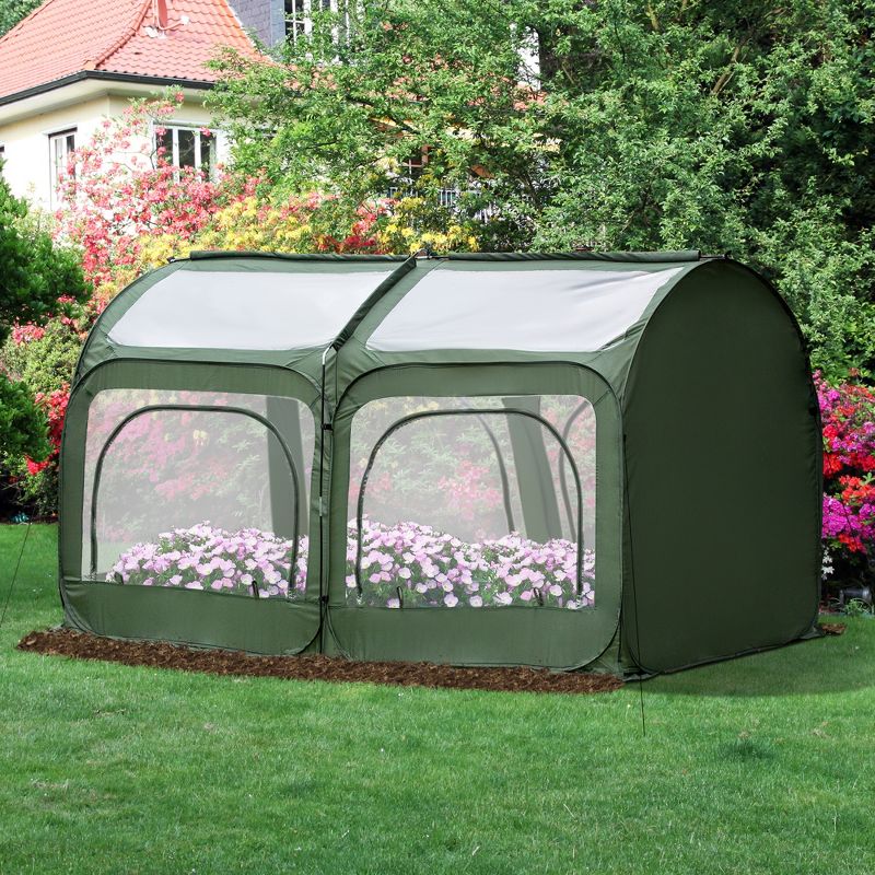 Outsunny 8' x 4' x 4' Portable Pop up Greenhouse, Garden Canopy Hot House, 4 Zipper Doors for Growing Tropical Plants, Flowers, Herbs,, 3 of 7