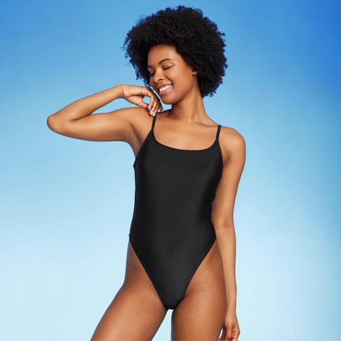 Women's Ultra High Leg Extra Cheeky Scoop Back One Piece Swimsuit - Wild  Fable™ Black L : Target