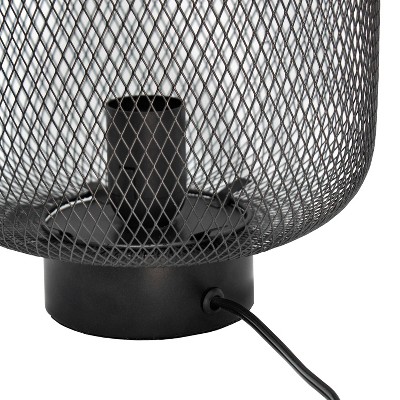 Black Metal Mesh Industrial Table Lamp with Edison Bulb