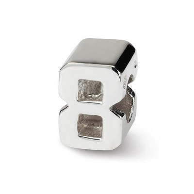 Black Bow Jewelry Sterling Silver Block Style, Number 8 Bead Charm