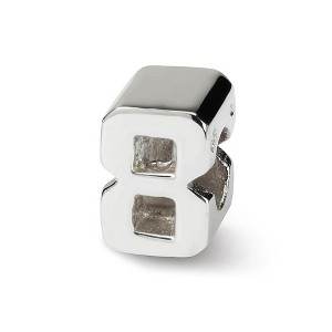Black Bow Jewelry Sterling Silver Block Style, Number 8 Bead Charm - 1 of 3