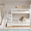 Whisen Twin over Twin Bunk Bed with Storage Staircase, Slide and 2 Drawers - 3 of 4