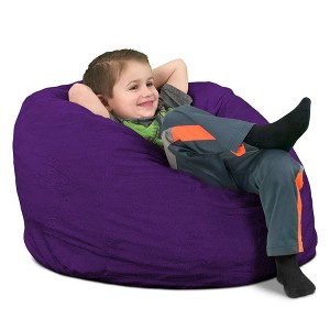 Ultimate Sack Kids Bean Bag Chair, Oversized Comfortable Indoor Floor Lounger, Giant Foam-Filled Furniture for Relaxing, Purple Suede - 1 of 4