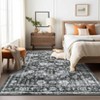 Washable Distressed Floral Print Bedroom Rugs, Retro Accent Non Slip Oriental Floor Carpet for Living Room Dining Room - 3 of 4