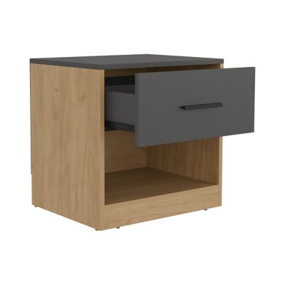 GlasFlength Nightstands Modern Nightstand Bedroom Nightstand Bedside Table with Drawer Open Shelf for Living Room, Multicolored, 15.9"*19.7"*19.7"