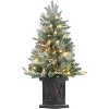 3FT Pre-Lit Artificial Christmas Tree Tabletop with 78 Warm White Lights, Flocked Potted Christmas Tree, Battery Operated, for Front Door, Porch - 3 of 4