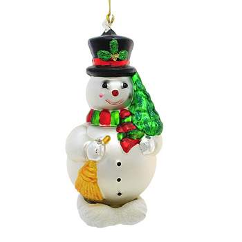 3 Ceramic Bisque Christmas Ornaments: 2.5 Snowmen Flat on Back