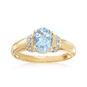 Ross-Simons 1.00 Carat Aquamarine Ring With Diamond Accents in 14kt Yellow Gold - 1 of 4