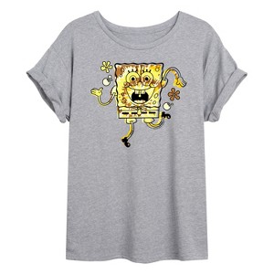Women's - SpongeBob SquarePants - Tie Dye Spongebob Oversized Graphic T-Shirt - 1 of 4