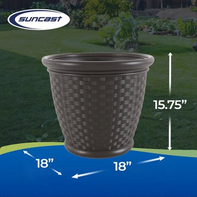 Sonora 18" Brown Resin Wicker Indoor/Outdoor Planter