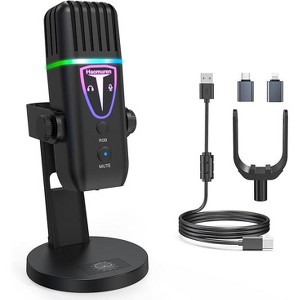 MaseiKar Microphone for iPhone,Noise Cancel USB Microphone for PC Computer Type C Phone,Touch Mute RGB Volume Echo Control Mic for ASMR Recording - 1 of 4