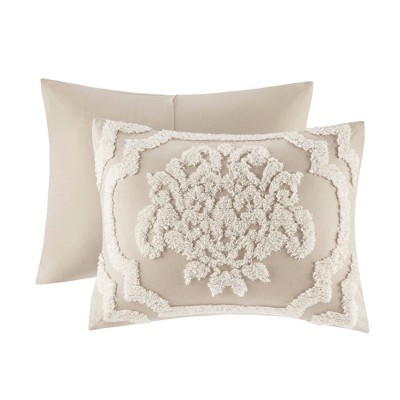 Taupe King Cotton Chenille Damask Comforter Set