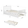 MATEERTY Twin Bed with Trundle, Platform Bed Frame with Headboard and Footboard for Bedroom Small Living Space White - 2 of 4