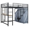 Full Size Metal Loft Bed with Desk and Shelves - 4 of 4